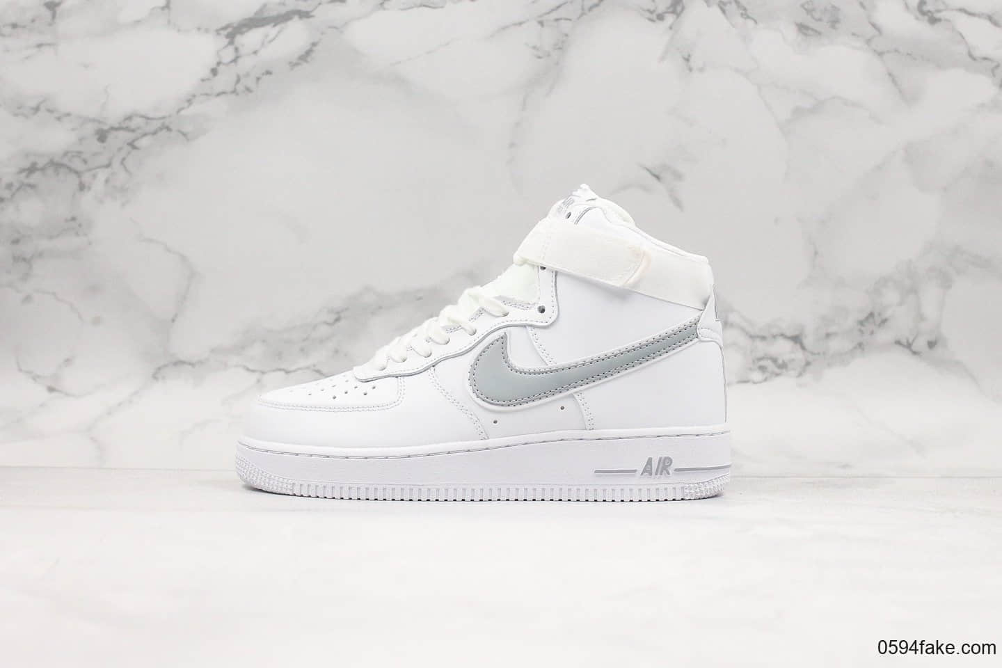耐克Nike Air force1 07’V8海外发售版白银灰配色纯原版本高帮空军一号新版原厂纸板全掌气垫加持 (ID:17348) - 图片1
