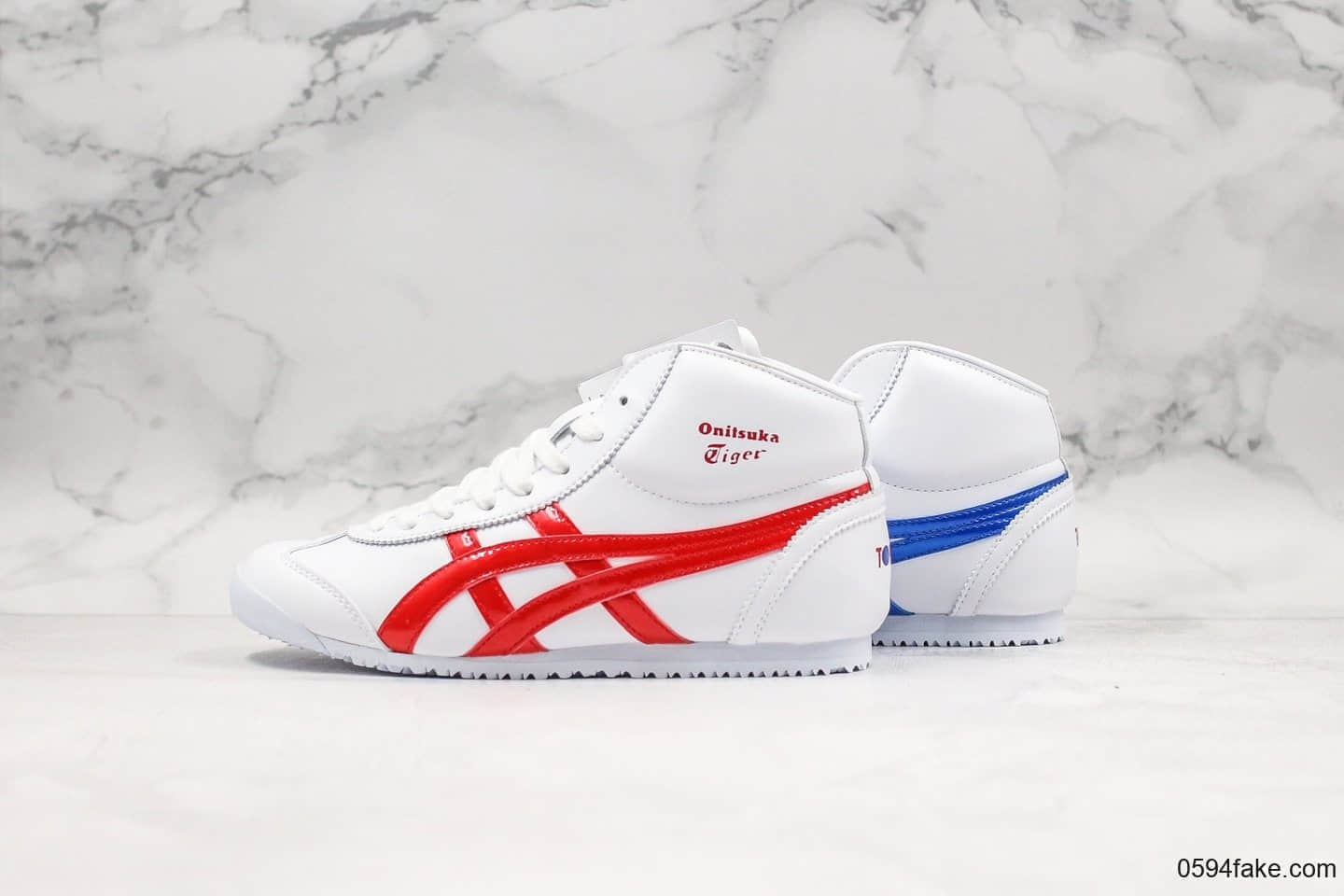亚瑟士Onitsuka Tiger鬼冢虎高帮系列纯原版本独家出货红蓝鸳鸯OEM正单原材料头层荔枝纹牛皮 (ID:17472) - 图片1