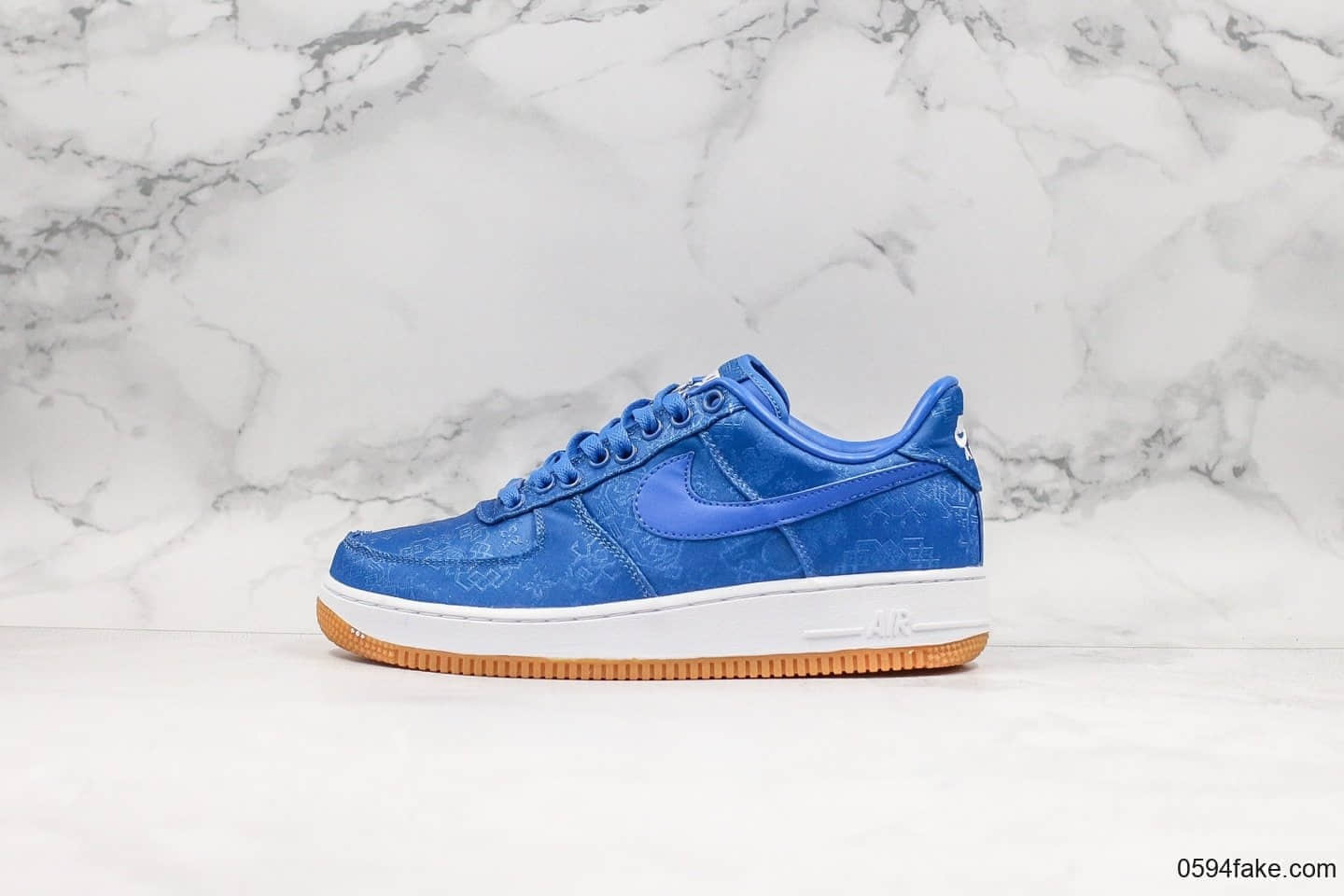 耐克CLOT x Nike Air Force 1陈冠希主理品牌联名空军一号蓝丝绸公司级带半码原装夜光水晶外底 (ID:17969) - 图片1