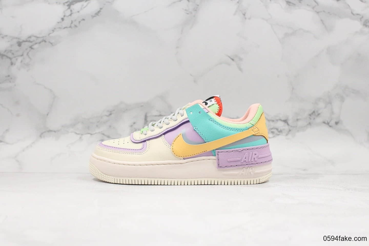 耐克Nike Air Force 1 Shadow “Tropical Twist”拼接马卡龙糖果粉公司级原鞋开发原装组合原底头层小牛皮 货号:CI0919-101