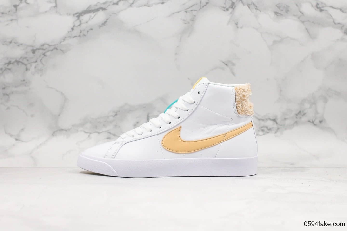 耐克Nike ZOOM BLAZER MID PRM开拓者男女情侣板鞋白黄公司级带半码耐磨硫化橡胶外底 (ID:18065) - 图片1