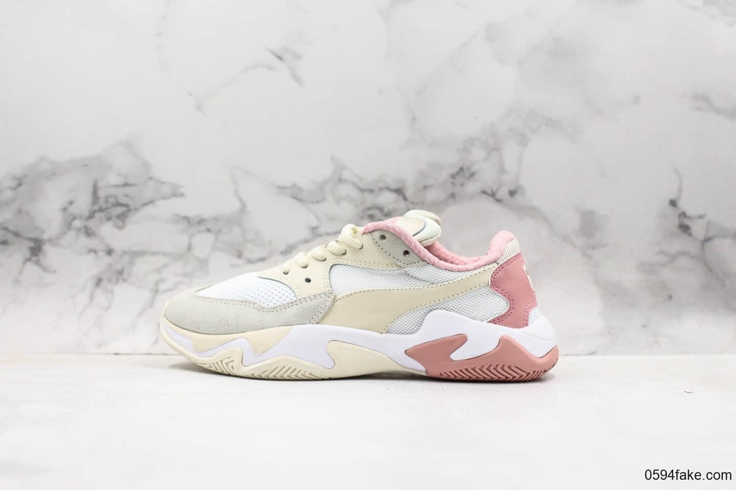 彪马Puma Storm刘雯同款老爹鞋休闲运动鞋白粉色公司级 货号:369770-04