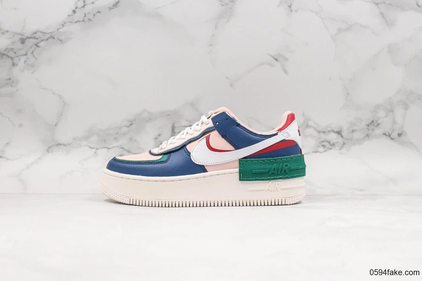 耐克Nike Air Force 1 “Shadow”空军一号AF1影子系列板鞋蓝粉绿纯原双层轻量EVA发泡中底 货号:CI0919-400