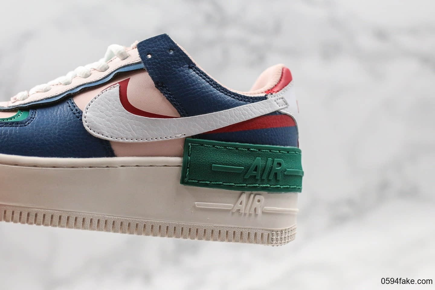耐克Nike Air Force 1 “Shadow”空军一号AF1影子系列板鞋蓝粉绿纯原双层轻量EVA发泡中底 货号:CI0919-400