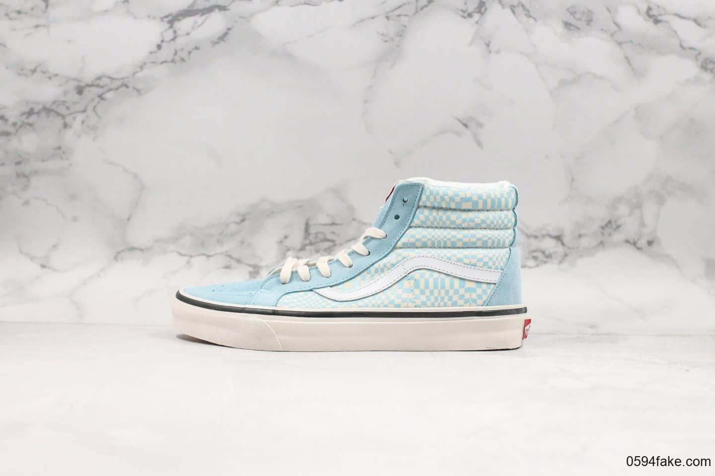万斯Vans Sk8-Hi 38DX高帮硫化板鞋天蓝马赛克公司级带半码顶级原厂硫化精细做工原鞋开模 (ID:18583) - 图片1