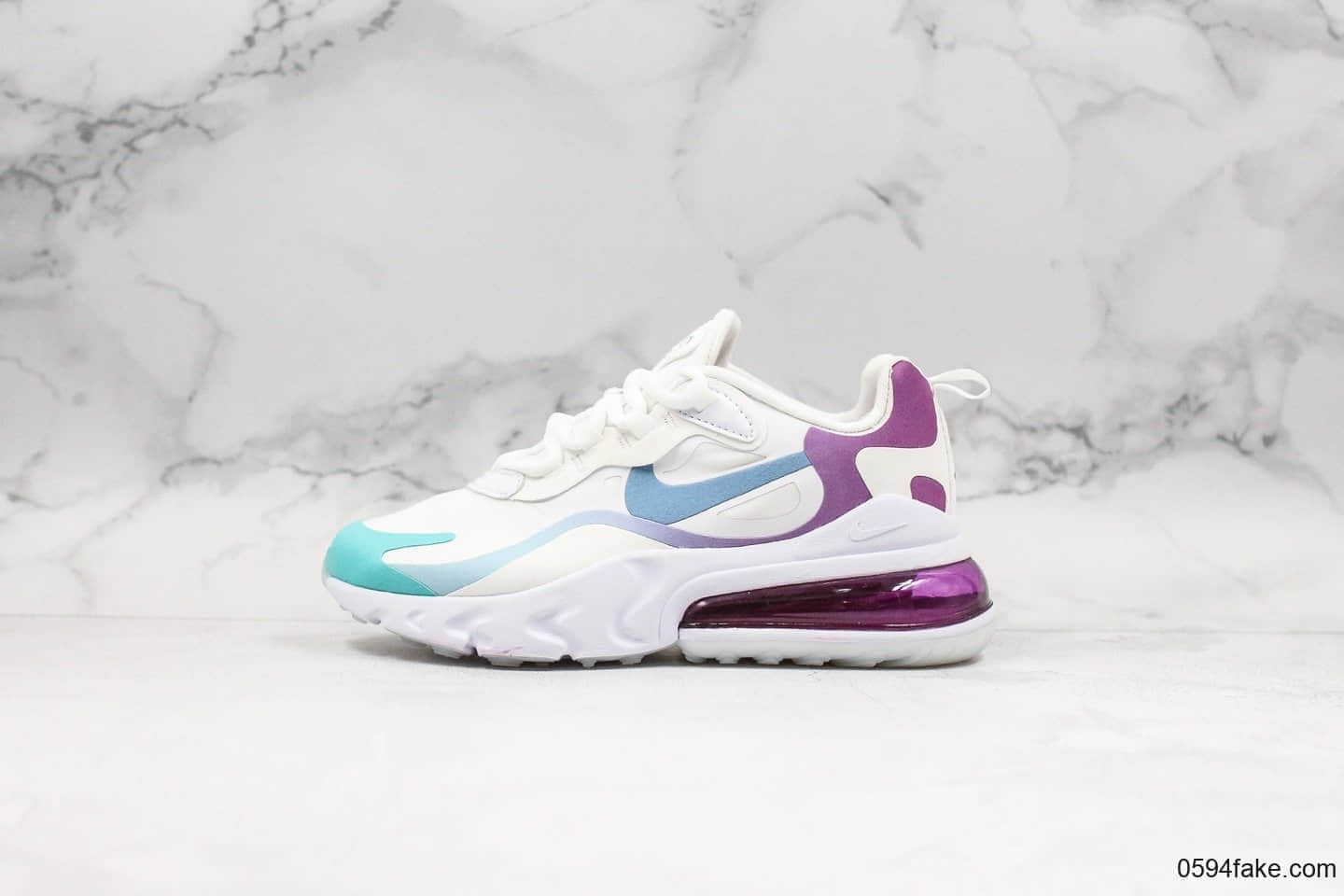 耐克Nike Air Max 270 React 机能气垫跑步鞋黑粉白公司级带半码原盒原标高频网纱 (ID:18619) - 图片1