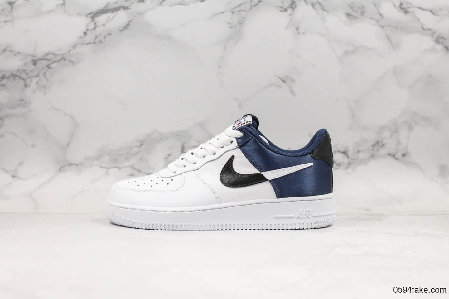 耐克Nike Air Force 1’07 LV8 1HO19纯原版本低帮空军一号白蓝丝绸NBA球队标签原厂头层皮质搭配绸缎材质 (ID:19322) - 图片1