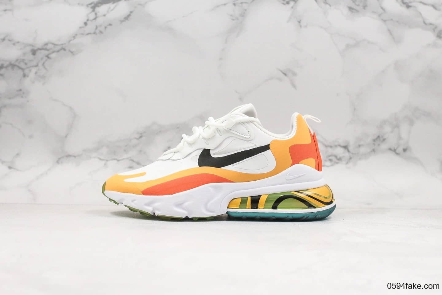 耐克Nike React Air Max 270 React纯原版本高桥盾网纱系列气垫鞋黑粉白全新配色机能半气垫跑步鞋 (ID:19678) - 图片1