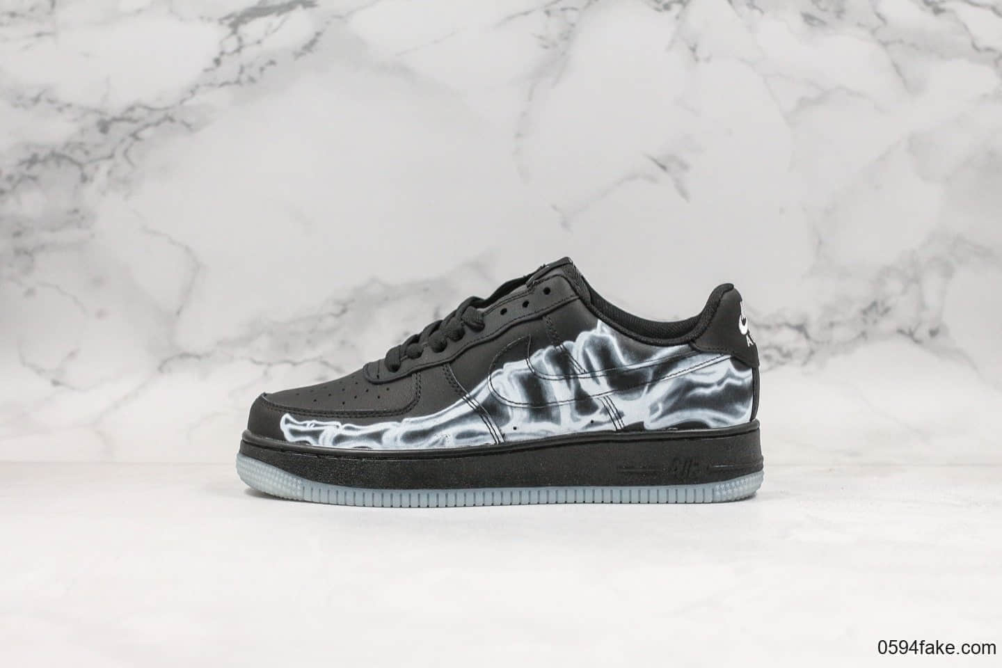 耐克Nike Air Force 1 “Skeleton”空军一号AF1低帮休闲板鞋万圣节黑色敏感内容骨骼公司级带半码原鞋开发加持夜光大底 (ID:19949) - 图片1