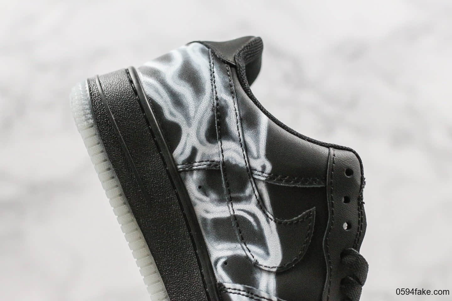 耐克Nike Air Force 1 “Skeleton”空军一号AF1低帮休闲板鞋万圣节黑色敏感内容骨骼公司级带半码原鞋开发加持夜光大底 货号：BQ7541-101