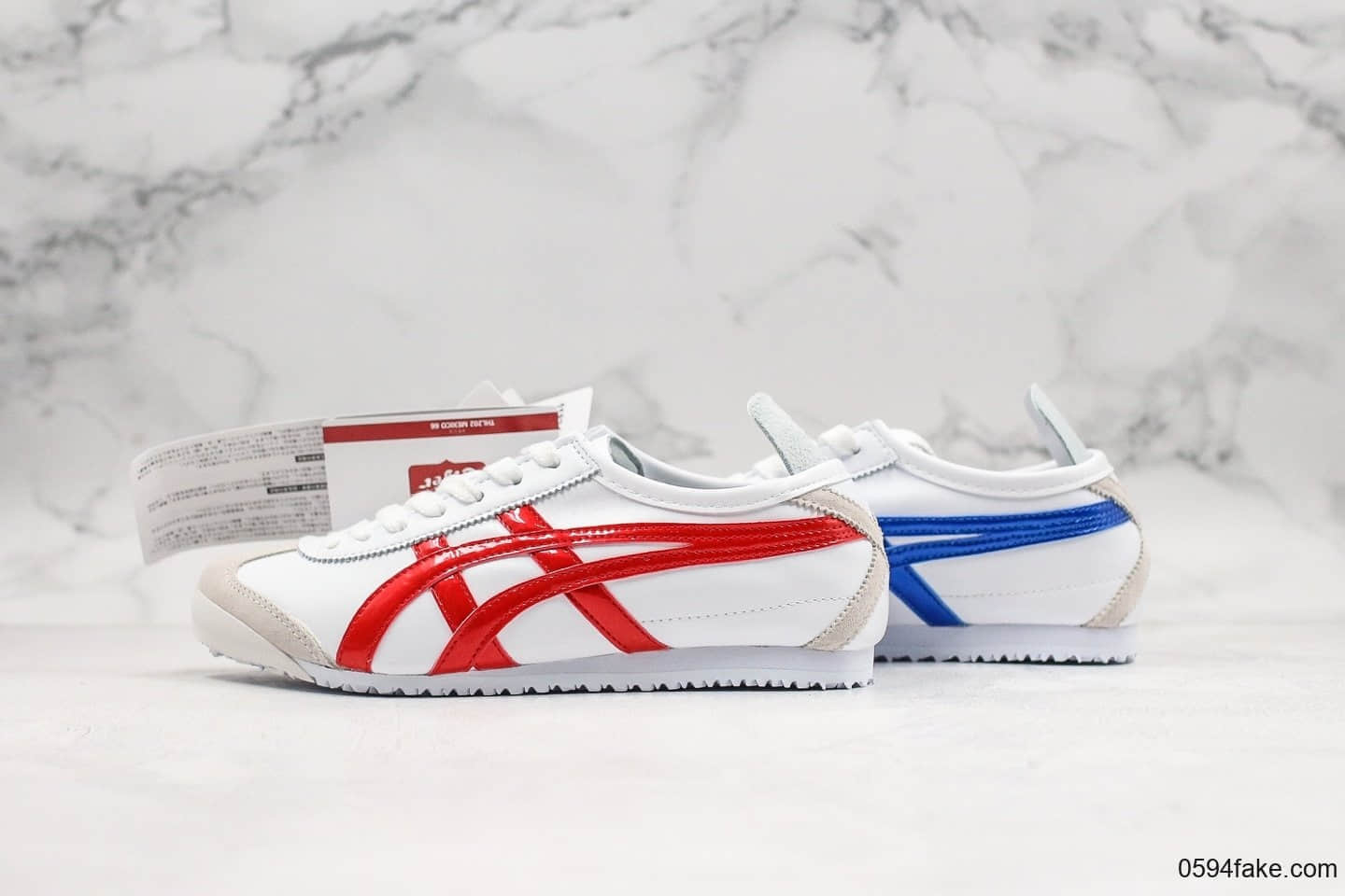 亚瑟士Onitsuka Tiger MEXICO Mid Runner纯原版本鬼冢虎东京限定配色墨西哥中帮系列复古经典百搭休闲皮革慢跑鞋皮革白宝蓝红 (ID:20310) - 图片1