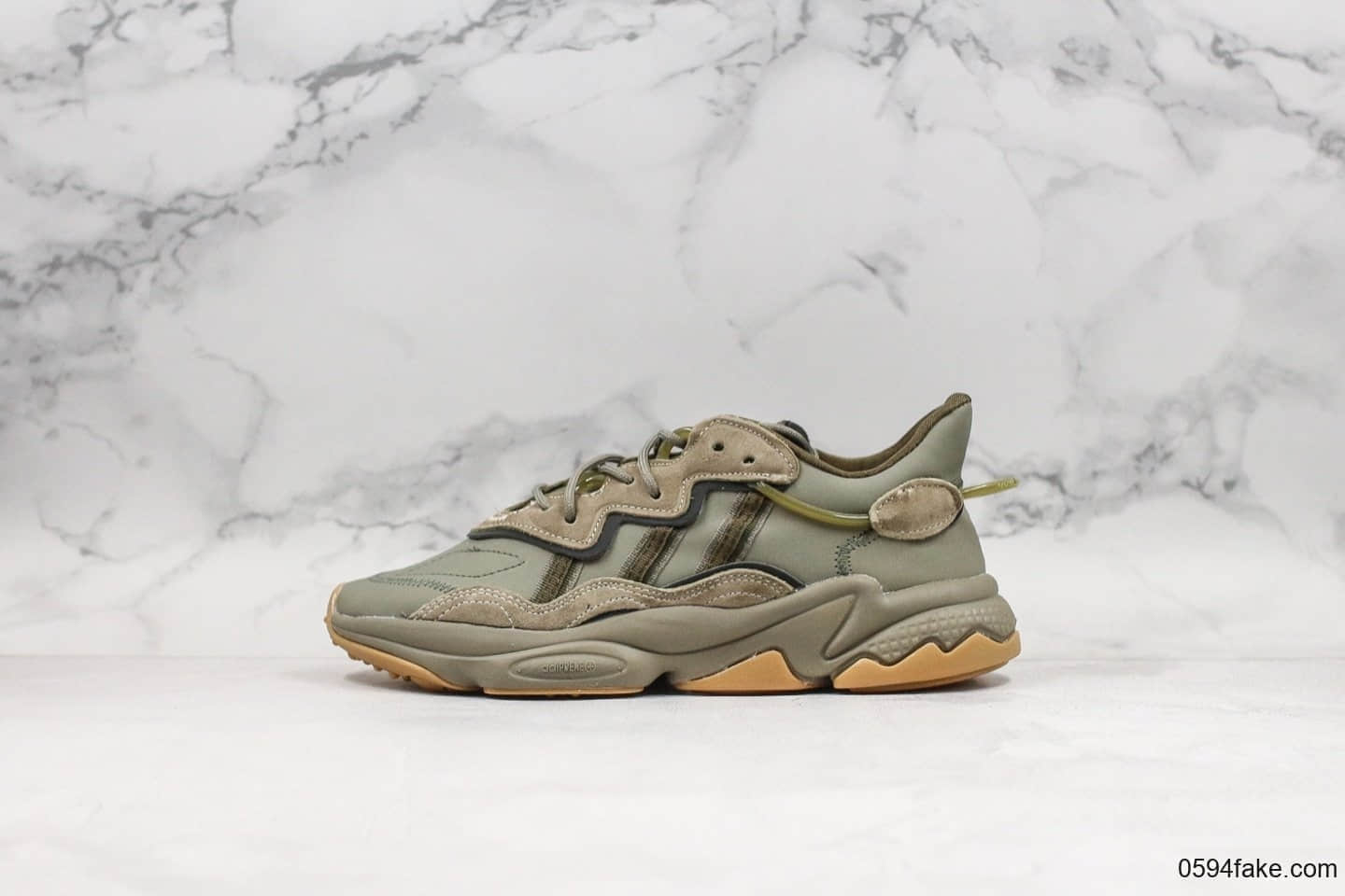 阿迪达斯adidas Ozweego adiprene复古鞋爆款水管老爹鞋军绿色公司级带半码双层EVA高弹中底+耐磨橡胶外底 (ID:20390) - 图片1