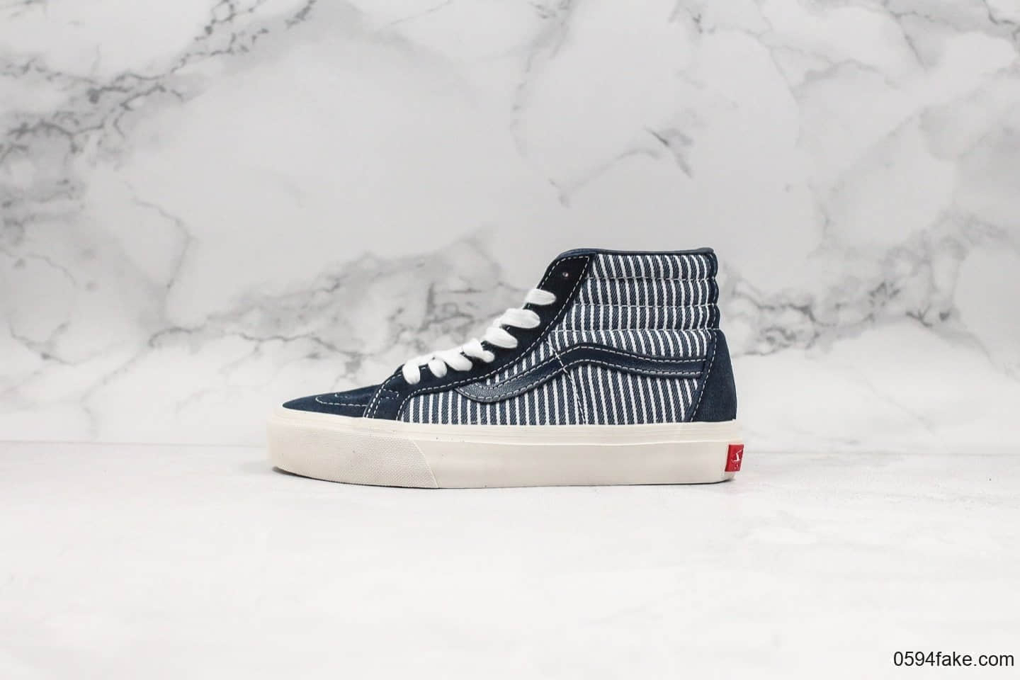 万斯Vans Vault Mt. Vernon Pack公司级版本条纹布牛仔蓝系列板鞋原厂ZP一比一硫化工艺高帮帆布板鞋 (ID:20870) - 图片1