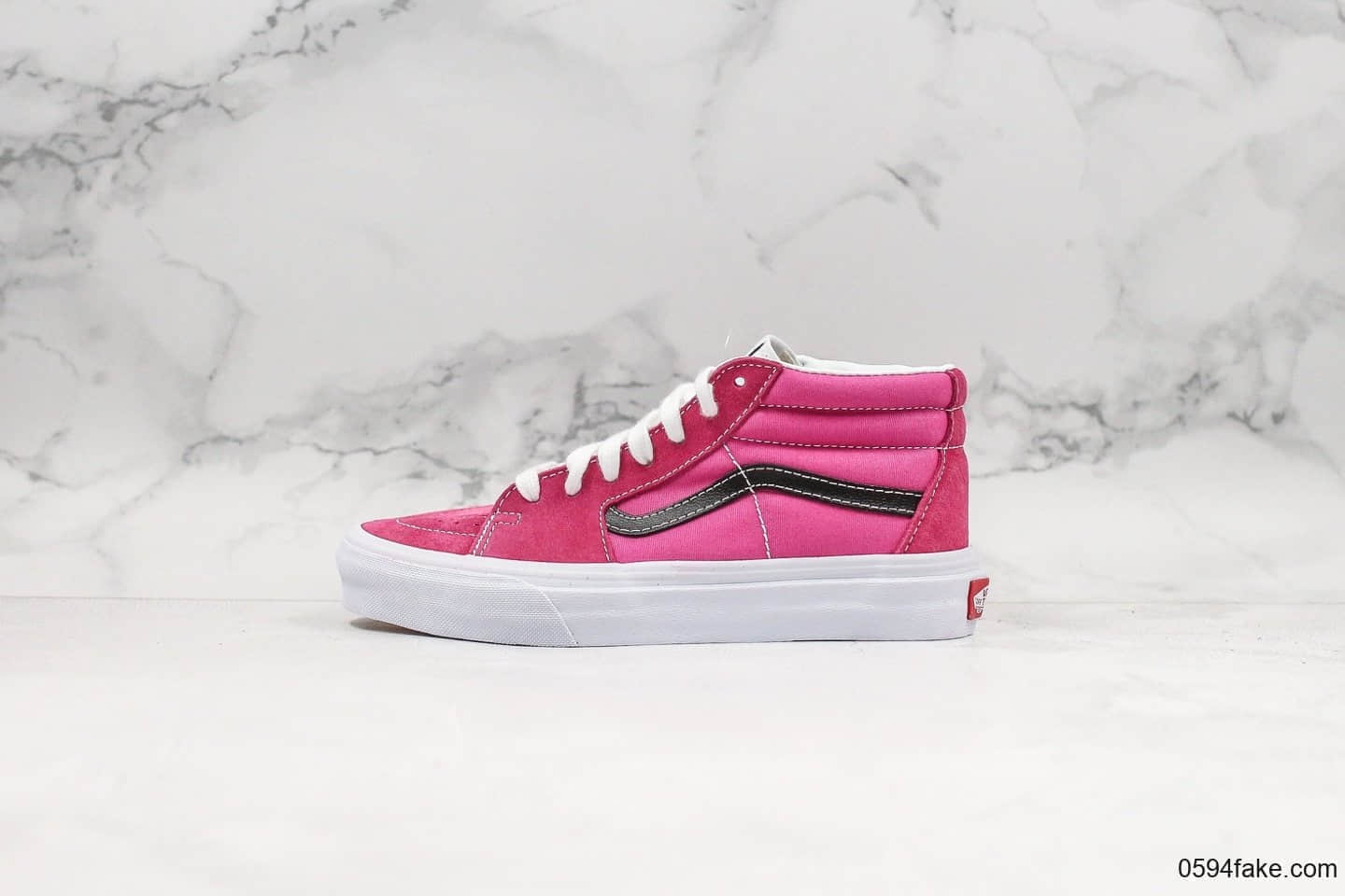 万斯Vans Sk8-Mid中帮板鞋玫红色公司级版本小红书爆款权志龙粉色复古运动系列新款原厂硫化大底 (ID:20953) - 图片1
