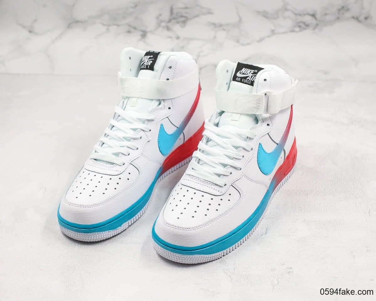 耐克Nike Air Force 1 Mid 07 LV8 解构简版AF1板鞋“彩虹渐变”公司级带半码原厂头层皮料电脑冲孔 货号:CJ0525-100