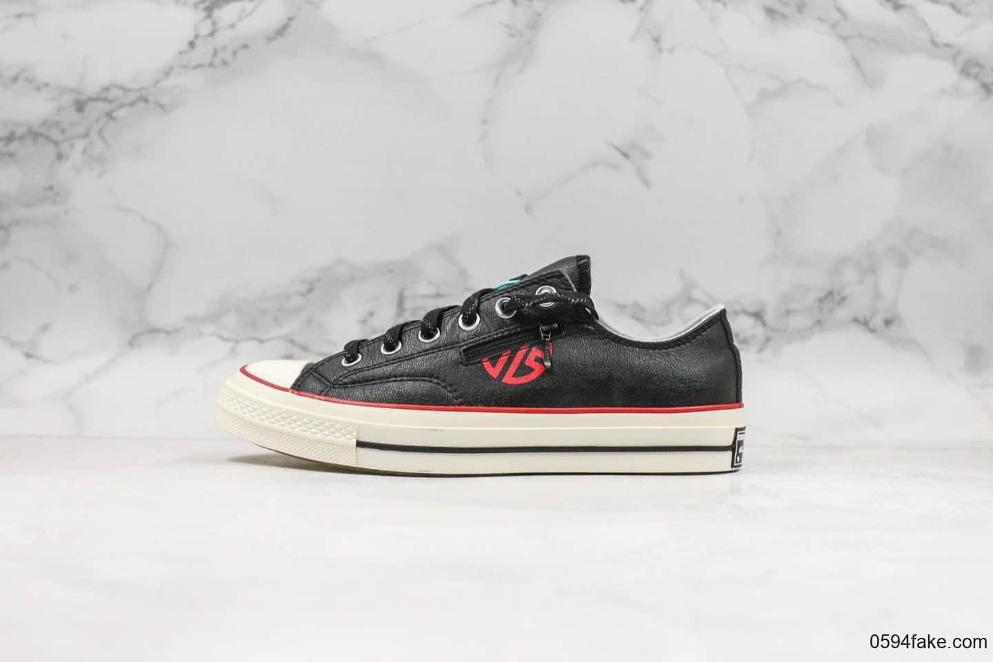 匡威Lay Zhang x Converse Chuck 1970 High张艺兴联名款皮面黑白红口袋真标带半码原装礼盒版本原厂硫化工艺正确蓝PU中底 (ID:21679) - 图片1