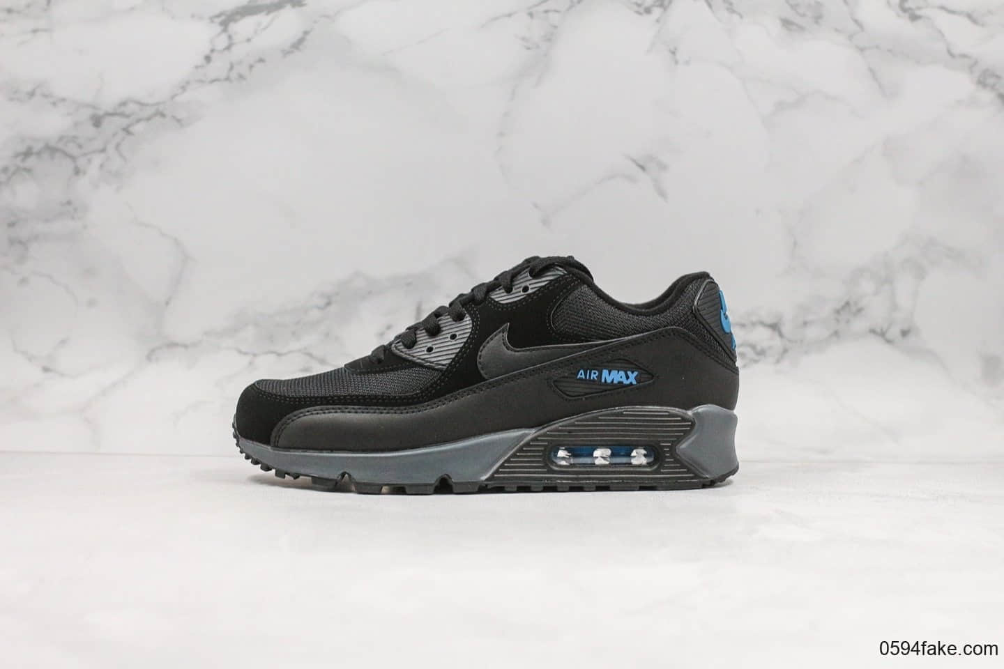 耐克Nike Air Max 90 Essential纯原版本max90复古气垫运动慢跑鞋黑蓝色内置可视气垫皮革鞋面 (ID:22537) - 图片1