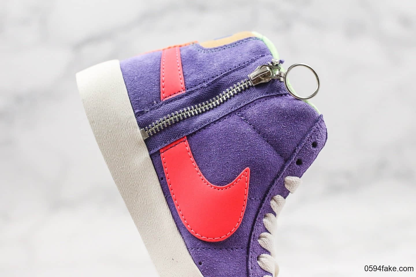 耐克Nike Blazer Mid公司级版本开拓者马卡龙配色拉链款2019新款女子解构拼色休闲高帮板鞋 货号:CQ7786-561