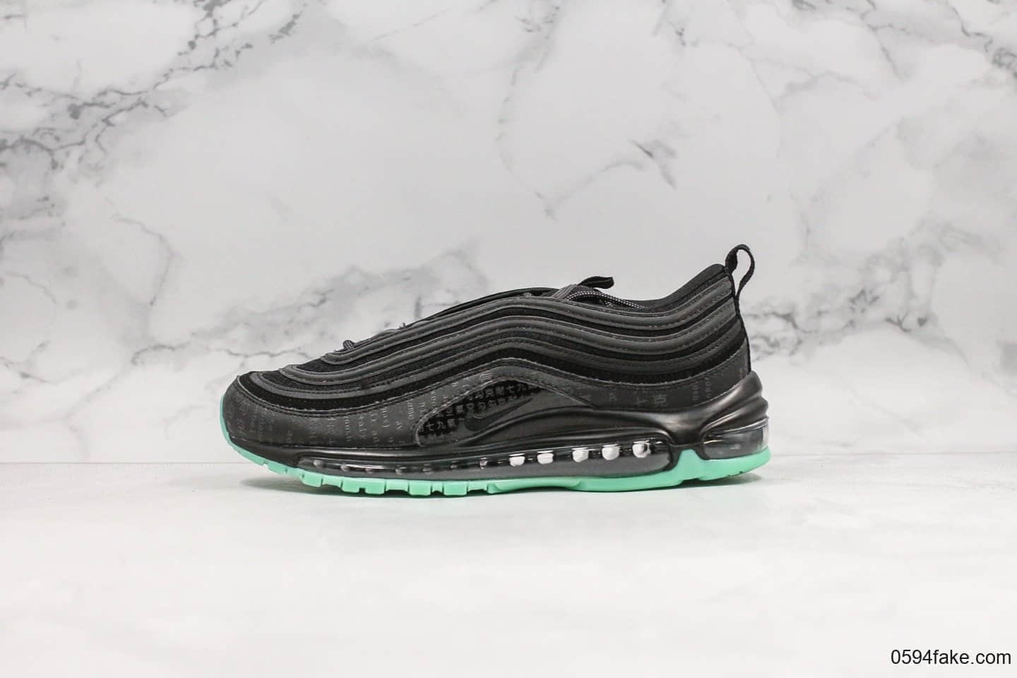 耐克Nike Air Max 97 Premium Green Glow纯原版本复古Max97黑数码骇客帝国绿配色正确小潘气垫完美细节原底原面 (ID:22934) - 图片1