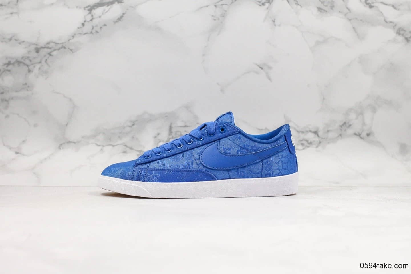 耐克Nike Blazer Low Le公司级版本低帮开拓者陈冠希联名款蓝丝绸表皮可刮原盒原标 (ID:23246) - 图片1