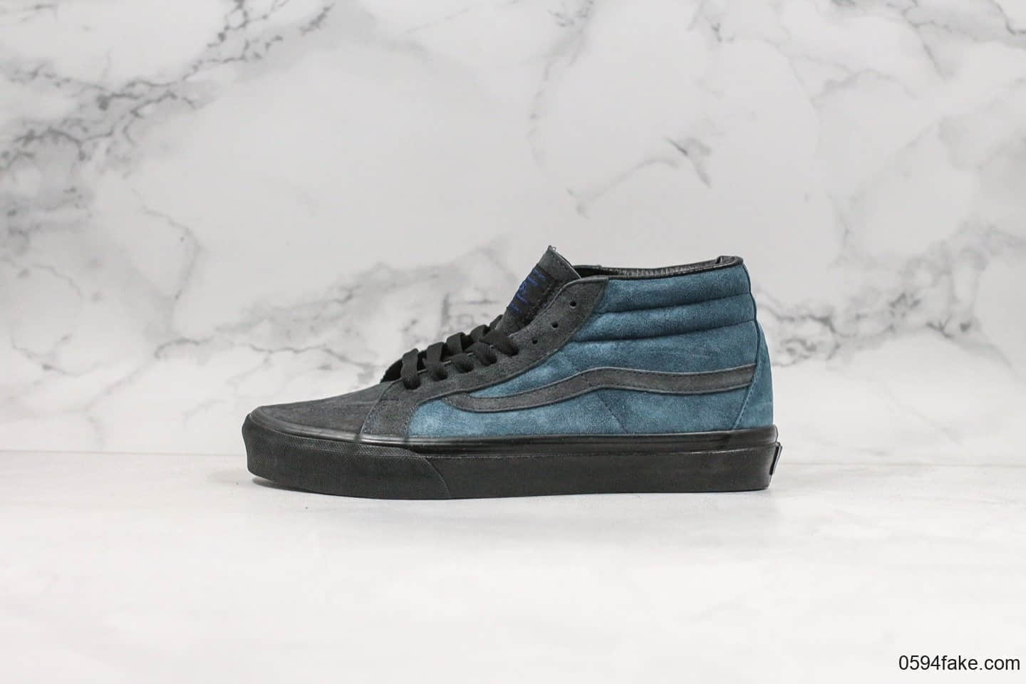 万斯Madness x Vans SK8-Mid公司级版本余文乐联名款黑蓝麂皮中帮硫化板鞋原鞋开模一比一制作 (ID:23519) - 图片1