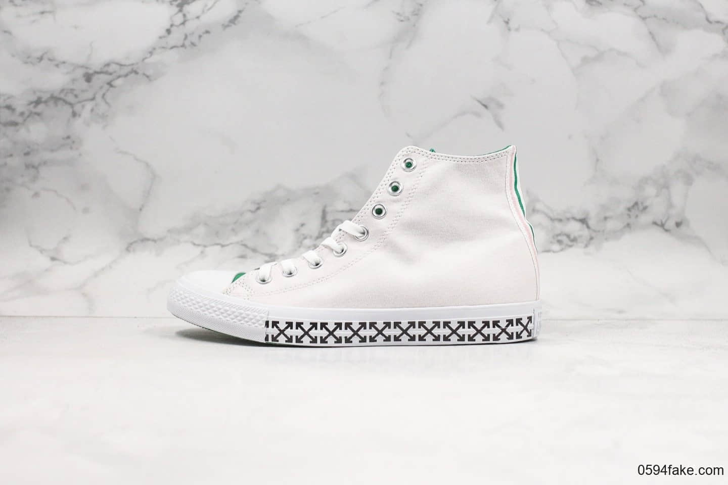 匡威Converse x Off-White公司级版本联名款OW红绿配色原档案数据开发原鞋开模一比一打造 (ID:24061) - 图片1