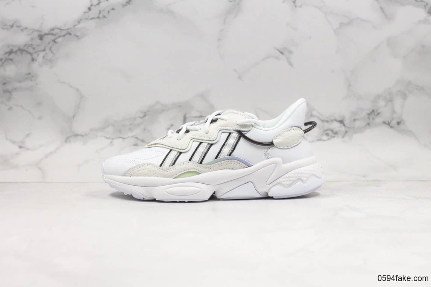 阿迪达斯Adidas Ozweego adiprene公司级版本皮面水管老爹鞋3M反光白原盒原标 (ID:24642) - 图片1
