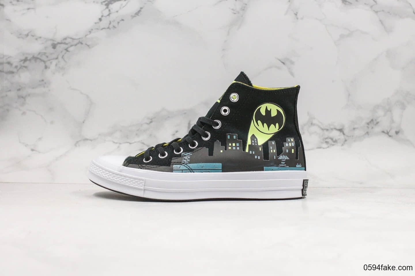 匡威Converse Chuck Taylor All Star 1970s Batman公司级版本蝙蝠侠联名款夜光高帮帆布鞋正确硅蓝PU中底 (ID:24716) - 图片1