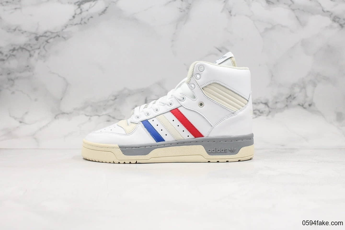 阿迪达斯Adidas RIVALRY TR纯原版本高帮经典运动鞋白红蓝正确高弹EVA中底原盒原标 货号:EE6371