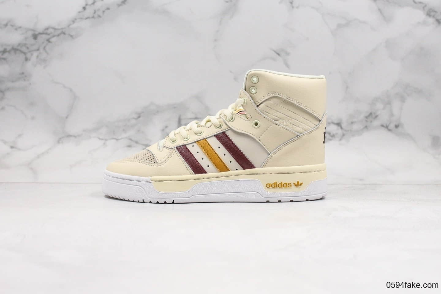阿迪达斯Adidas RIVALRY TR纯原版本高帮经典运动鞋米黄白原盒原标正确EVA高弹中底 货号:G25836