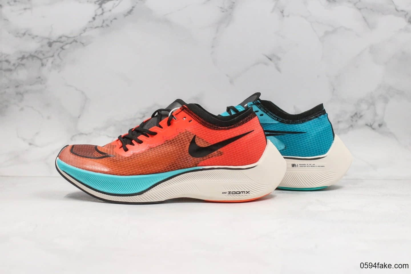 耐克Nike ZoomX Vaporfly NEXT%公司级版本轻质马拉松跑鞋蓝橙色内置Zoomx缓震科技原楦头纸板打造 (ID:25485) - 图片1