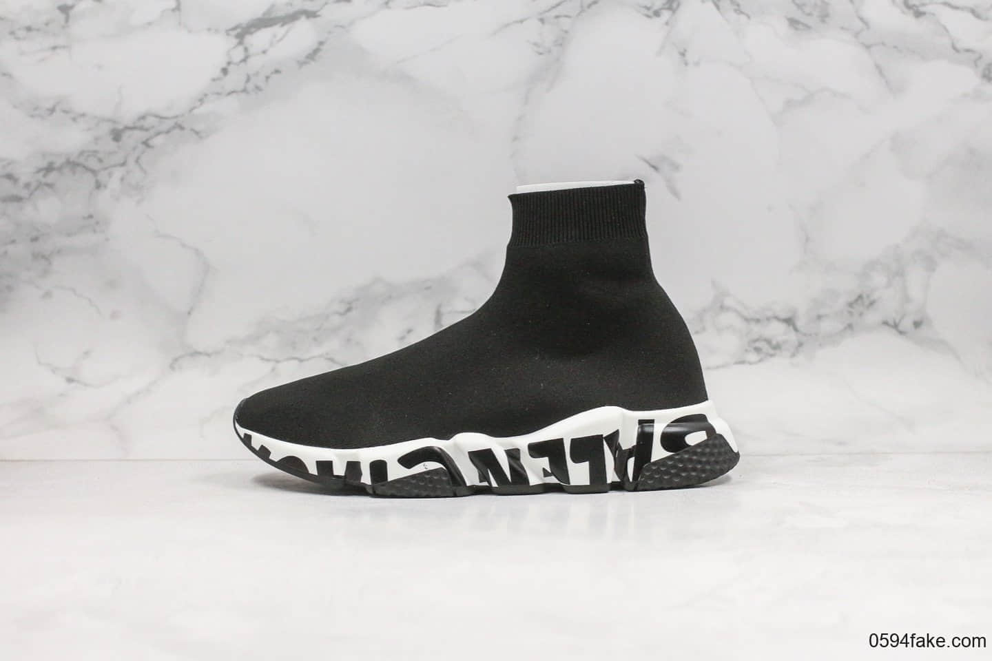 巴黎世家balenciaga Sneaker Tess S.Gomma Maille NOIR纯原版本经典字母袜子鞋黑色原厂TPU组合大底原档案数据开发 (ID:25610) - 图片1
