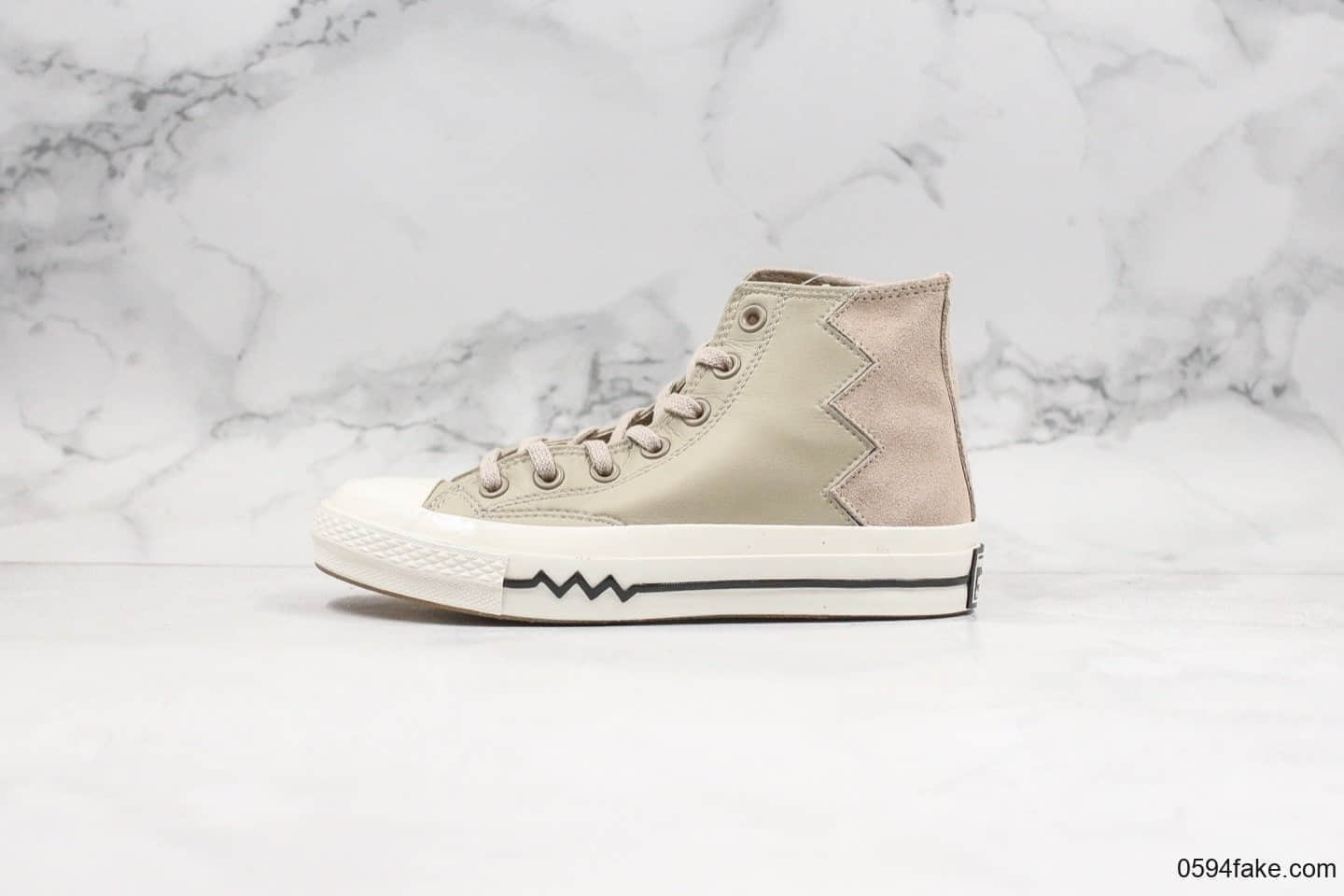 匡威Converse VLGT Leather and Suede Chunk 70s公司级版本小红书爆款岩石灰皮革麂皮拼接原厂硫化大底正确硅蓝中底 (ID:25790) - 图片1