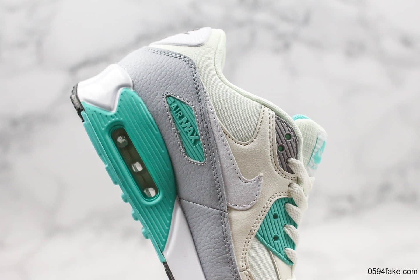 耐克Nike Air Max 90 Essential纯原版本复古气垫跑鞋max90白灰绿色内置可视气垫原盒原标 货号:325213-140