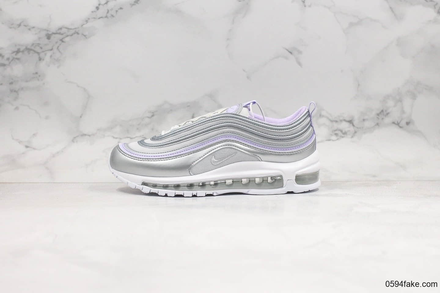 耐克Nike Air Max 97纯原版本复古子弹气垫鞋Max97银紫配色内置真实气垫原楦头原纸板打造 货号:CQ4806-015