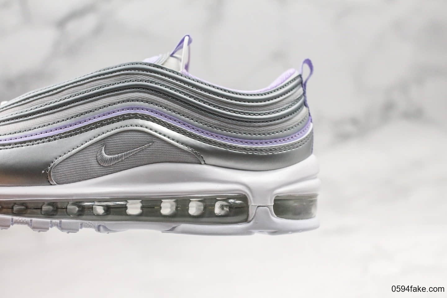 耐克Nike Air Max 97纯原版本复古子弹气垫鞋Max97银紫配色内置真实气垫原楦头原纸板打造 货号:CQ4806-015