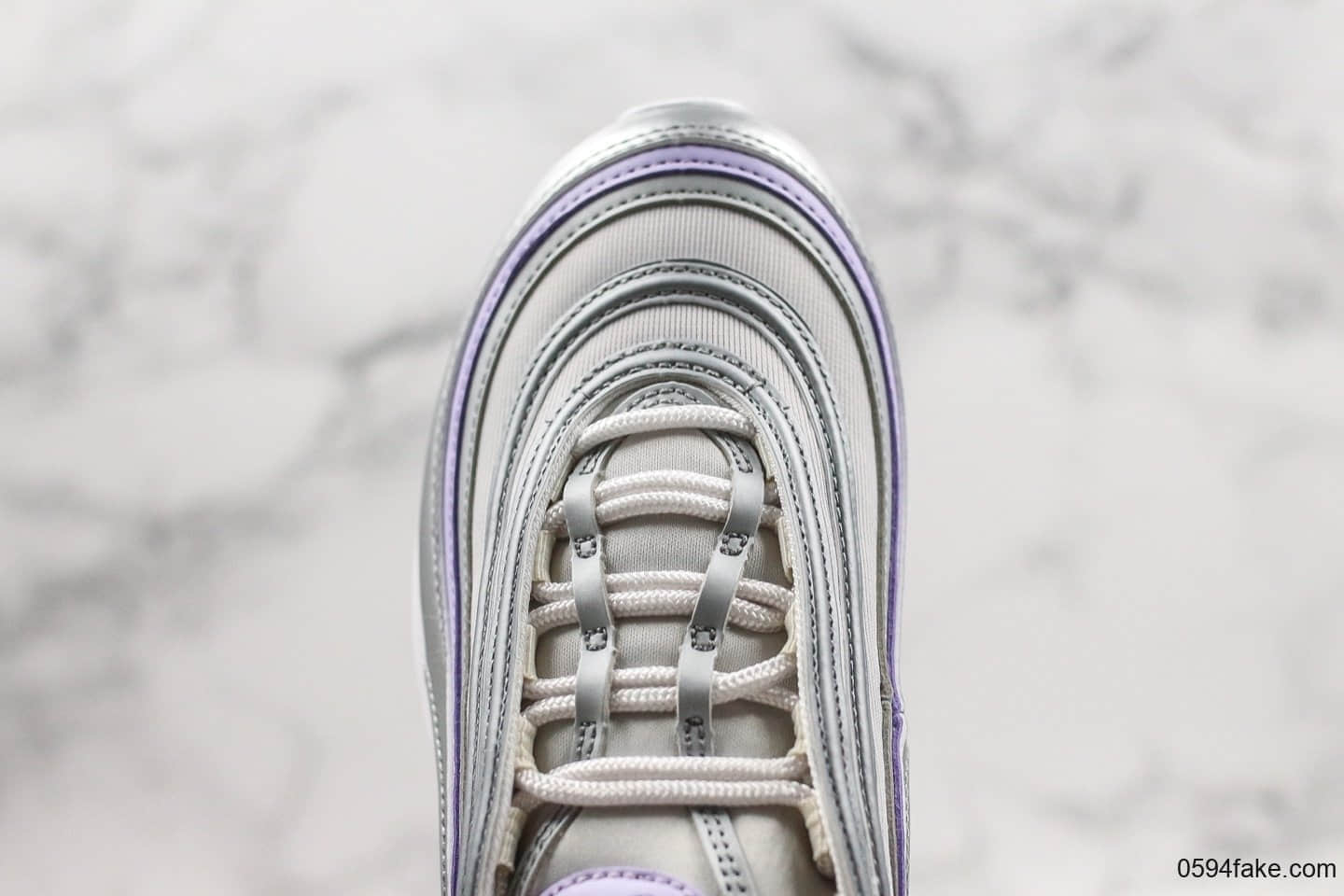 耐克Nike Air Max 97纯原版本复古子弹气垫鞋Max97银紫配色内置真实气垫原楦头原纸板打造 货号:CQ4806-015