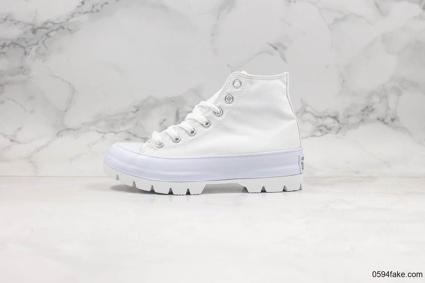 匡威Converse Chuck Taylor All Star Lugged High Top公司级版本厚底增高鞋纯白配色原盒原标原厂硫化大底 (ID:26616) - 图片1