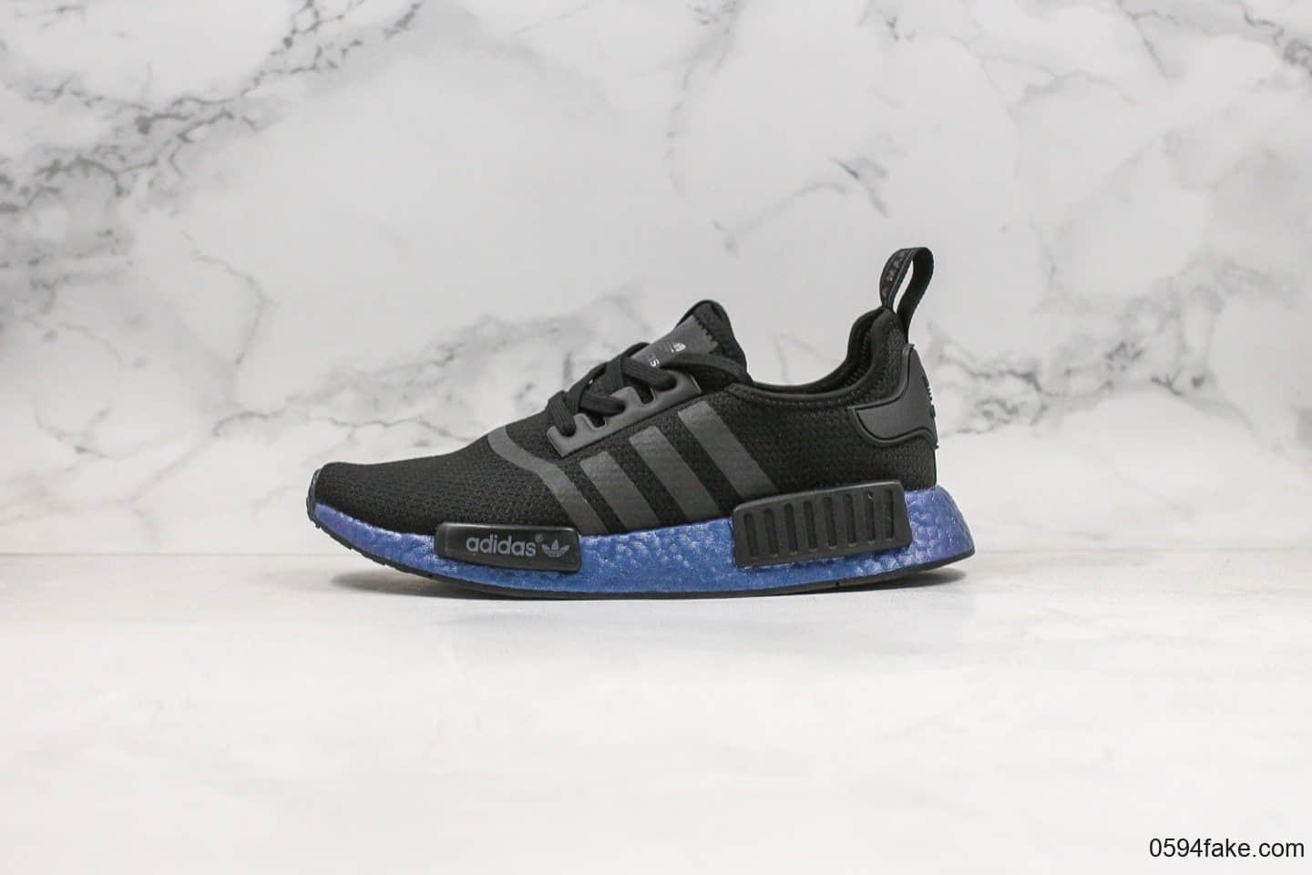 阿迪达斯Adidas Originals NMD_R1 Suede Grey Black Bule纯原版本三叶草NMD爆米花跑鞋黑蓝色原盒原标真Boost缓震大底 (ID:26707) - 图片1