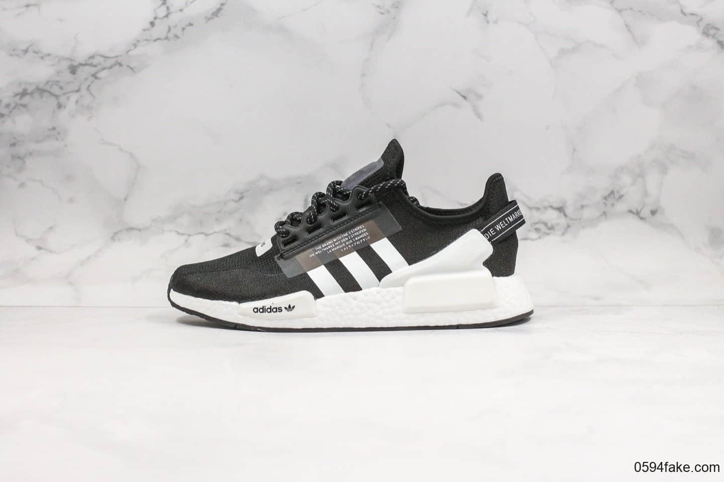 阿迪达斯Adidas NMD_R1 V2 Boost纯原版本爆米花跑鞋NMDV2黑白配色内置全掌爆米花缓震大底原盒原标 (ID:26815) - 图片1