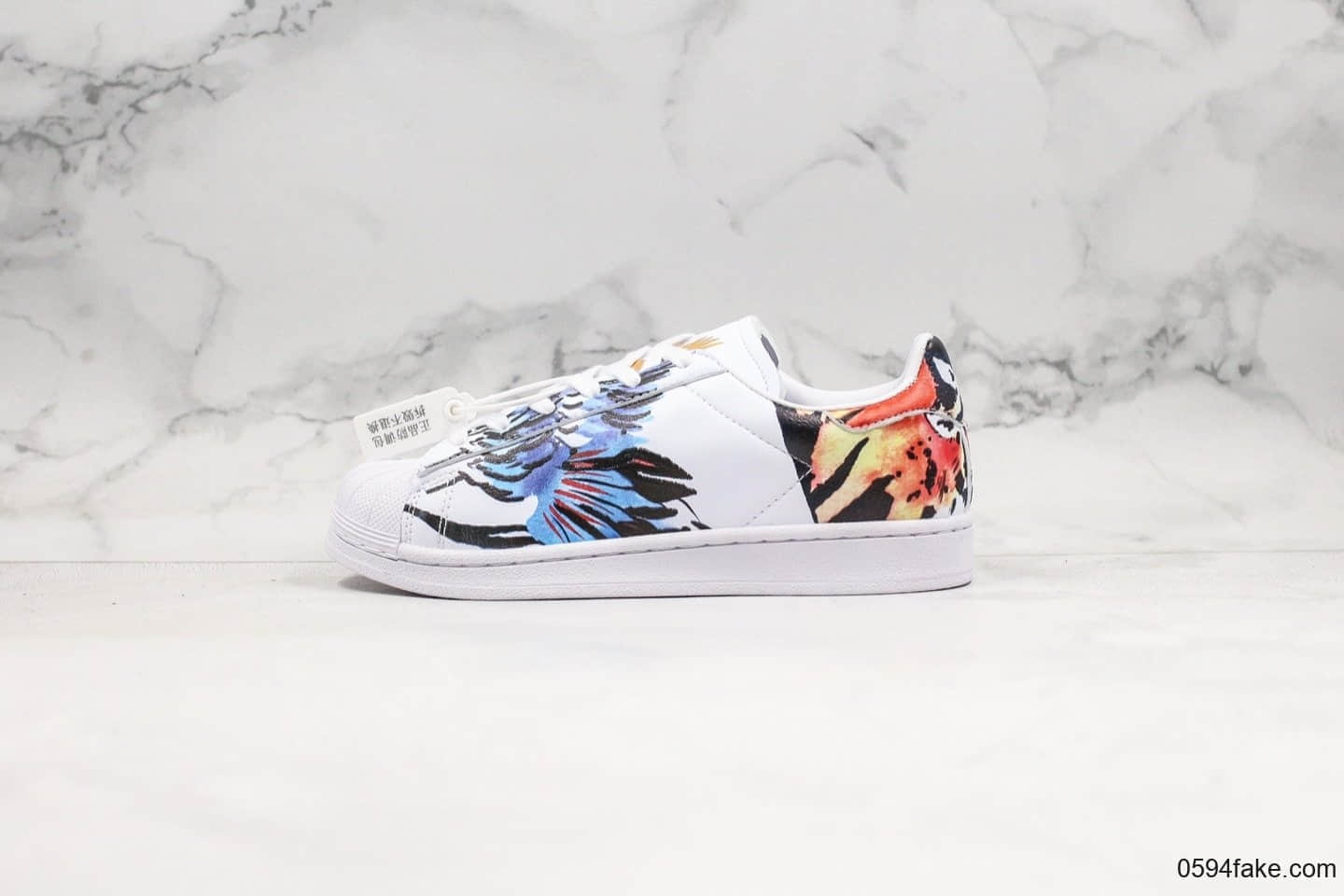 阿迪达斯Adidas Superstar II Chinese New Year纯原版本三叶草贝壳头中国风2020年鼠年限定水彩元素皮革白彩瑞兽仙鹤呈祥 (ID:27277) - 图片1