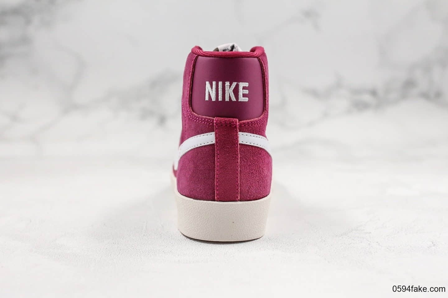耐克Nike Blazer Mid Vintage Suede公司级版本高帮开拓者酒红白勾配色内置Zoom气垫原盒配件区别市面通货版本 货号:视频内容9376-601