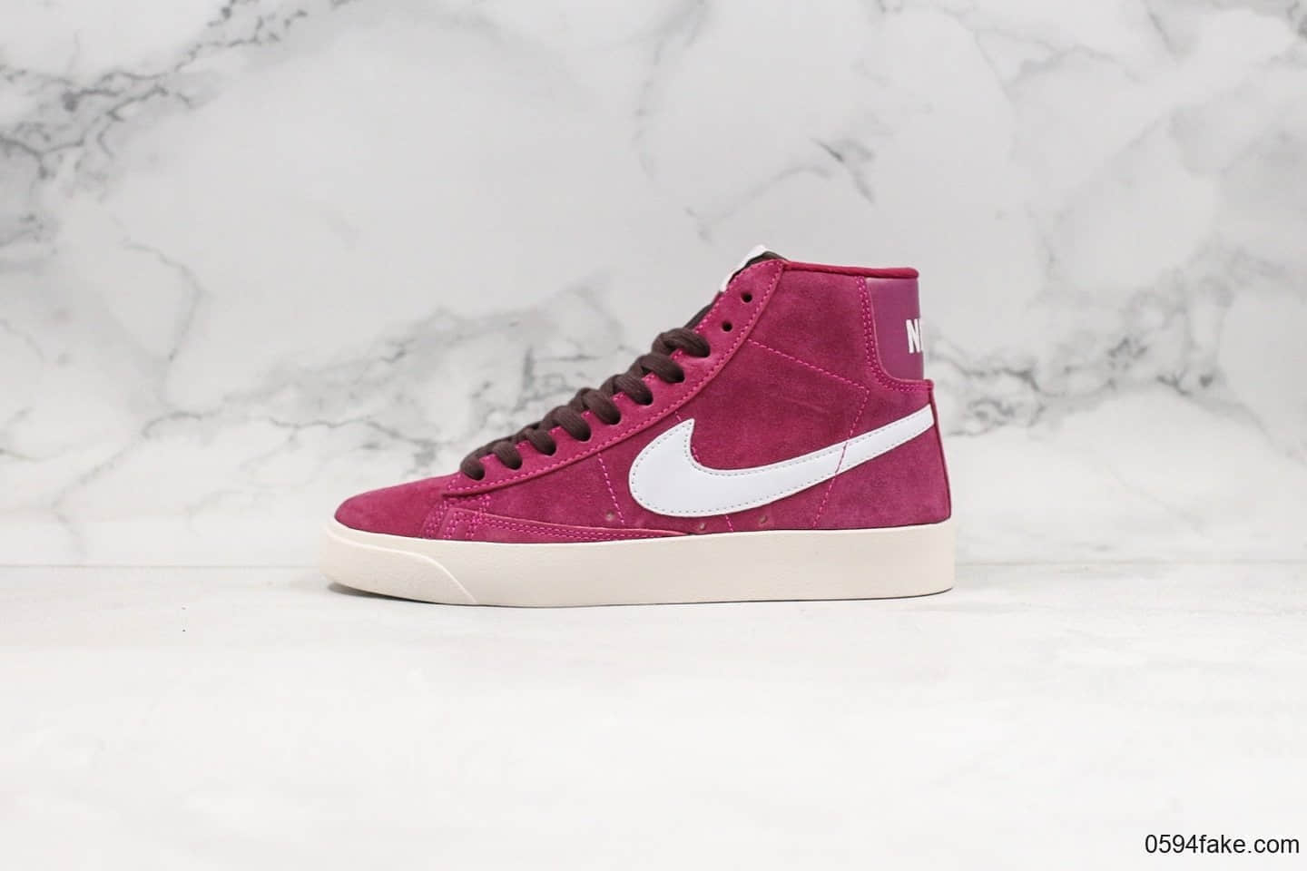 耐克Nike Blazer Mid Vintage Suede公司级版本高帮开拓者酒红白勾配色内置Zoom气垫原盒配件区别市面通货版本 货号:视频内容9376-601