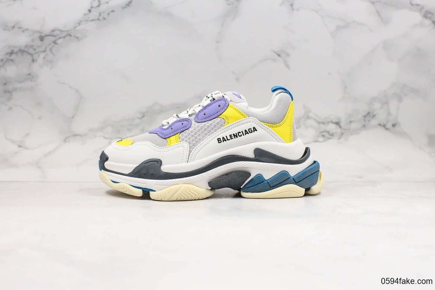 巴黎世家Balenciaga Triple S纯原版本复古老爹鞋黄紫色原档案数据开发原楦头原纸板打造原盒原标 (ID:27382) - 图片1