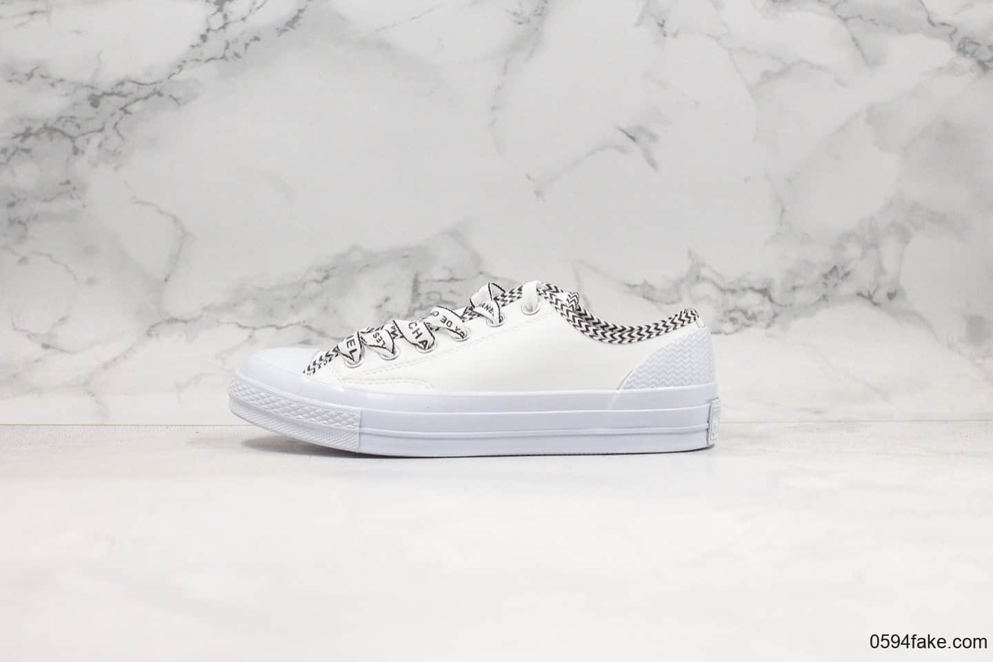匡威Chanel x Converse 1970s真标版本香奈儿联名板鞋丝质鞋带白色配色全牛皮鞋面 (ID:28573) - 图片1