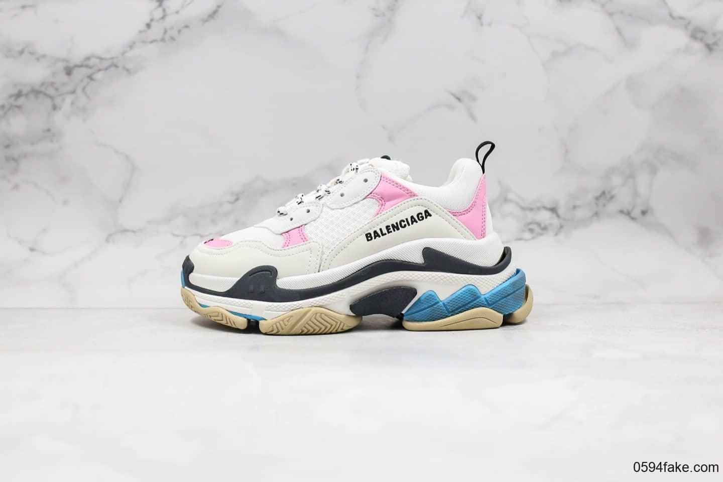 巴黎世家Balenciaga Triple S纯原版本复古老爹鞋白粉蓝色女神配色官方鞋盒鞋带 (ID:28600) - 图片1