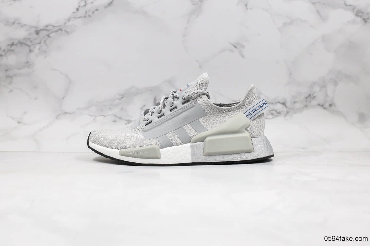 阿迪达斯Adidas NMD R1 Boost V2公司级版本二代弹力针织面爆米花跑鞋灰色配色真爆 (ID:28696) - 图片1