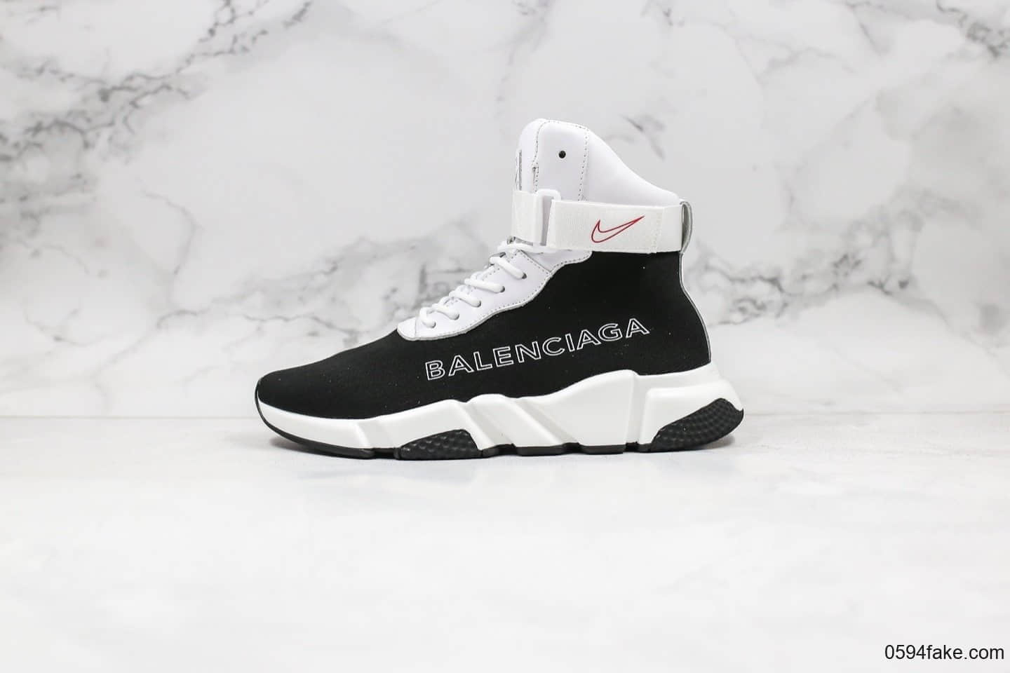 巴黎世家Balenciaga Triple S x Nike纯原版本耐克联名款高帮袜子鞋黑白一比一原厂大底原档案数据开发配件齐全 (ID:28898) - 图片1