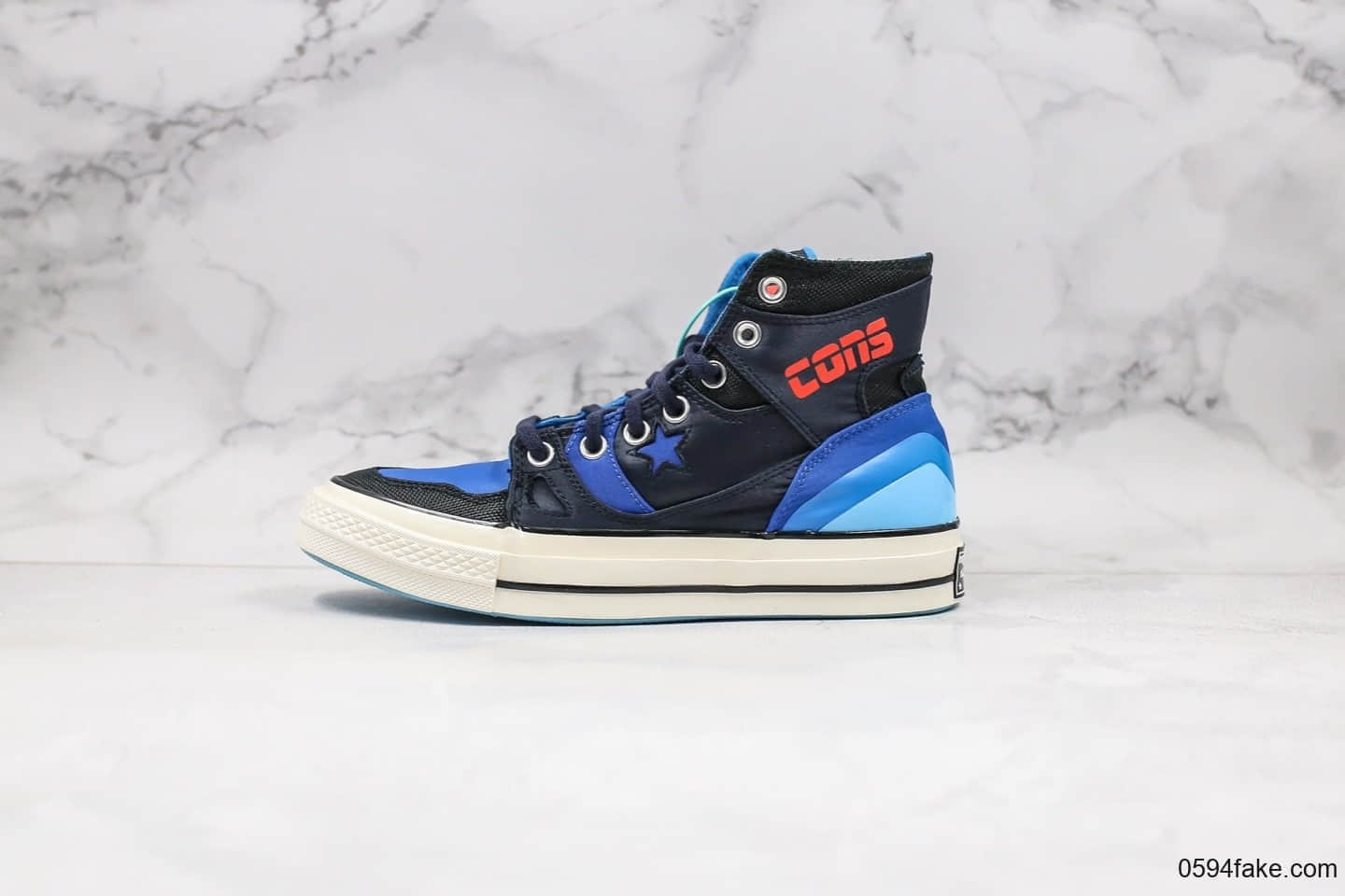 匡威Converse Chuck 70 E260 Hi纯原版本高帮篮球鞋黑蓝柑配色内置原厂大底原楦头纸板打造 (ID:28967) - 图片1