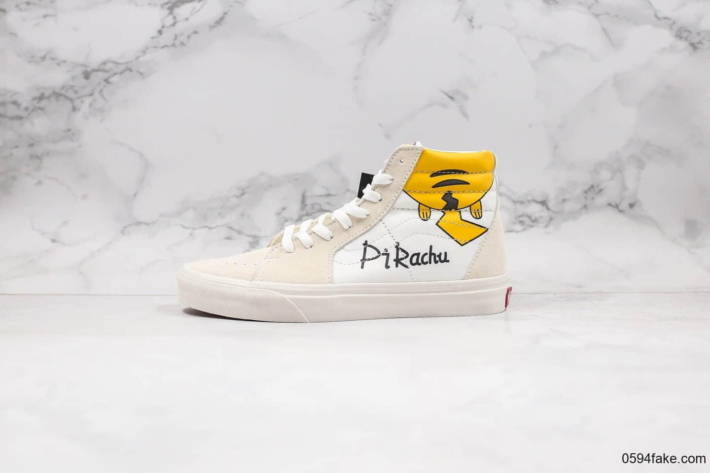 万斯Vans Sk8-Mid x 神奇宝贝皮卡丘联名款白色宝可梦配色公司级版本原厂硫化大底内置钢印 (ID:29174) - 图片1